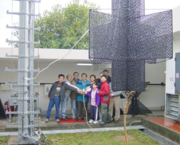 The Director of the Hong Kong Observatory, officiating at the closing ceremony of Cheung Chau signal station by lowering the No. 10 signal