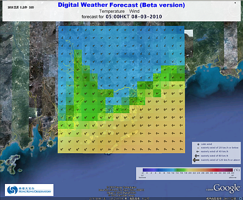 Display of the forecast products on GIS platform