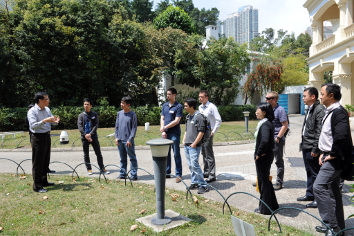 Cathay Pacific pilots attentively listening to HKO officer's explanation on meteorological equipment