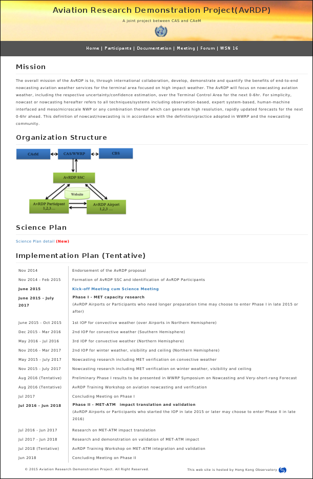 The official website of the AvRDP (avrdp.hko.gov.hk) was launched in July 2015.
