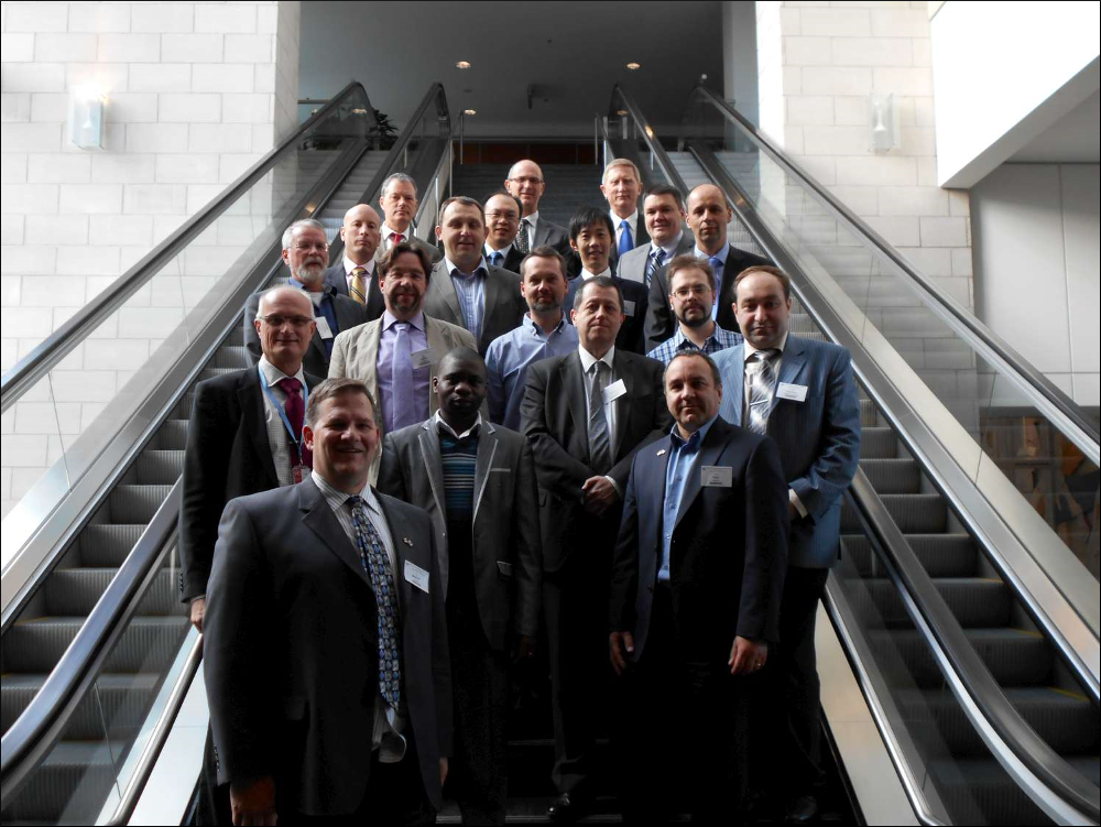 Mr. B.L. Choy, Senior Scientific Officer of the Observatory (middle in the second last row), pictured with the participants of WG-MIE at the ICAO Headquarters in Montreal, Canada.