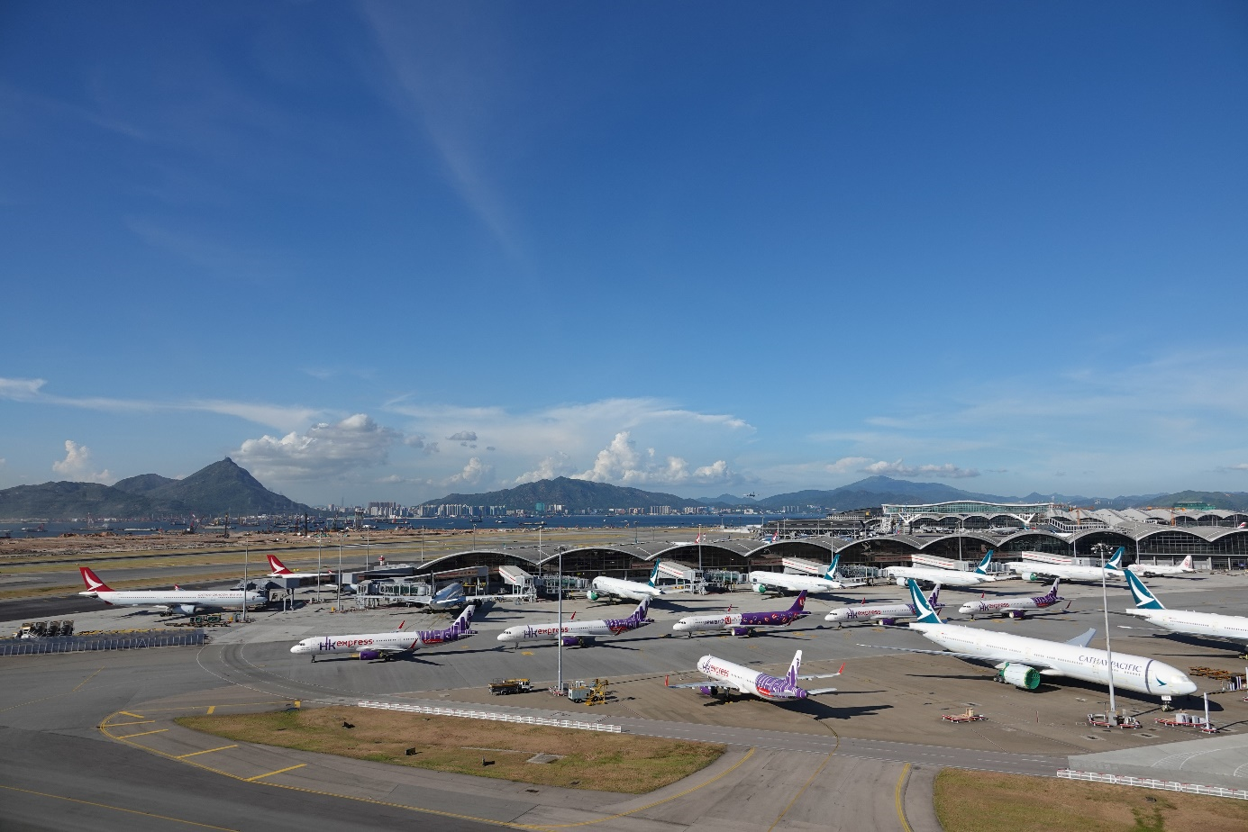 Figure 2: Aircrafts piling up on the apron of HKIA (Photo taken on 28 July 2020).