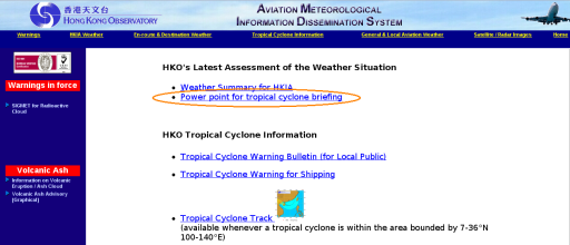 Powerpoint files presented at the weather briefing are available on the Tropical Cyclone Information page of AMIDS