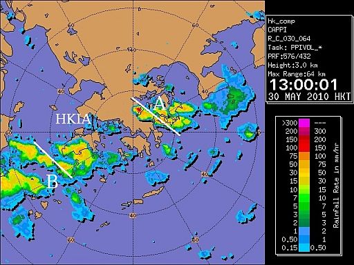 Radar image for Hong Kong at 1300 HKT on 30 May 2010