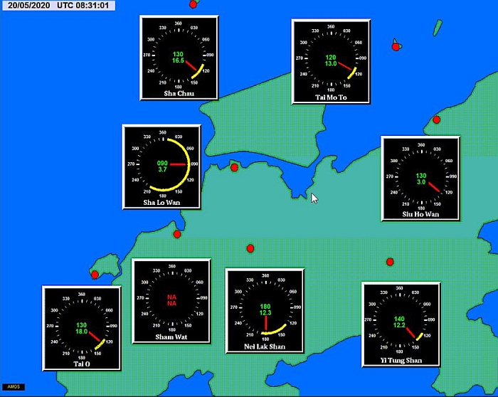 A display of all wind data around the Airport