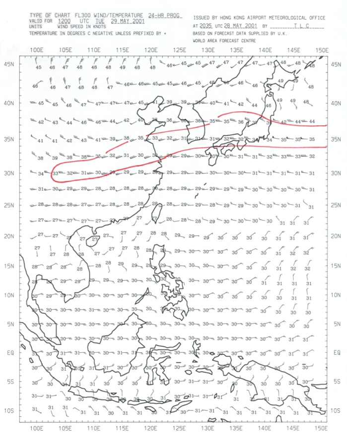 Clear-air turbulence near a jet stream