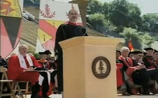 Steve Jobs delivering his commencement speech at the Stanford University in 2005[1]