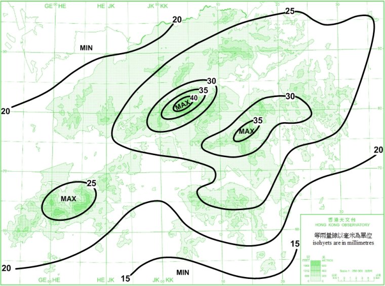 Distribution Map of Mean January Rainfall in Hong Kong (1981-2010)