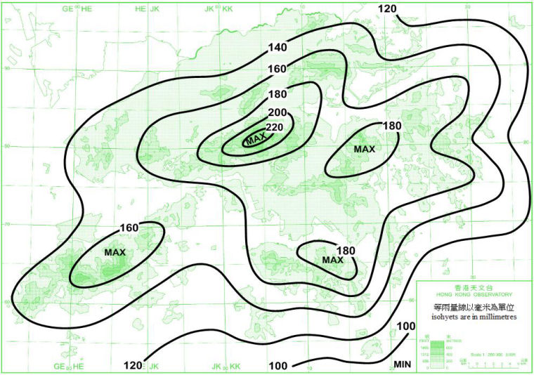 Distribution Map of Mean April Rainfall in Hong Kong (1981-2010)