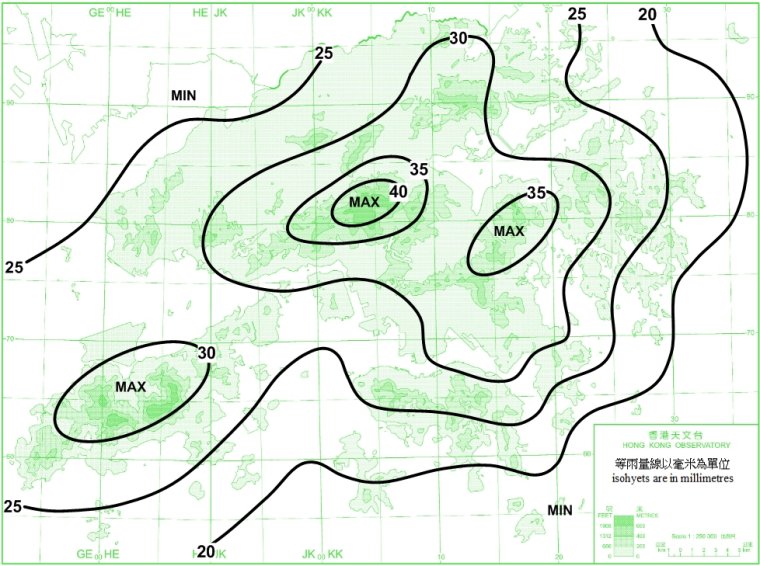 Distribution Map of Mean December Rainfall in Hong Kong (1981-2010)