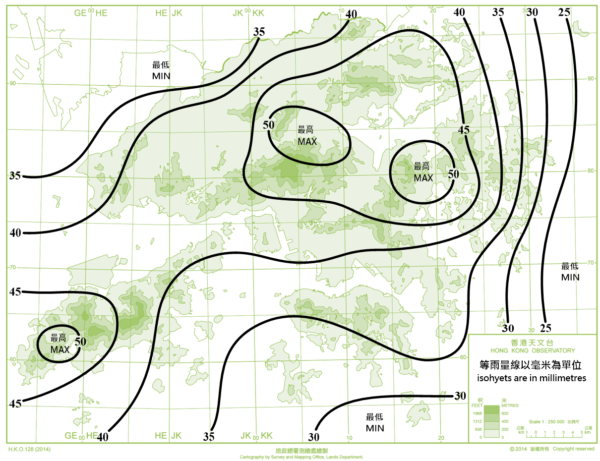 Distribution Map of Mean January Rainfall in Hong Kong (1991-2020)