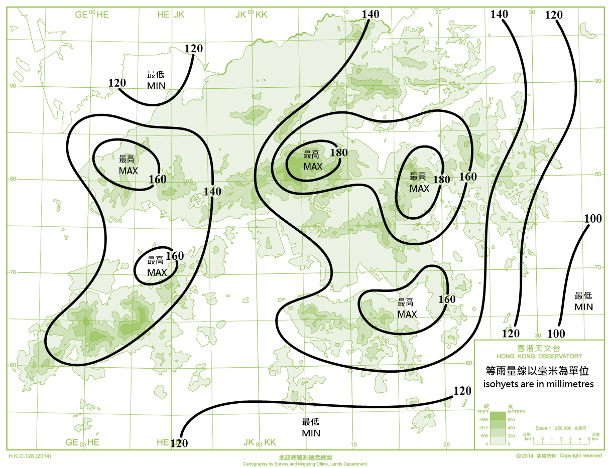 Distribution Map of Mean April Rainfall in Hong Kong (1991-2020)