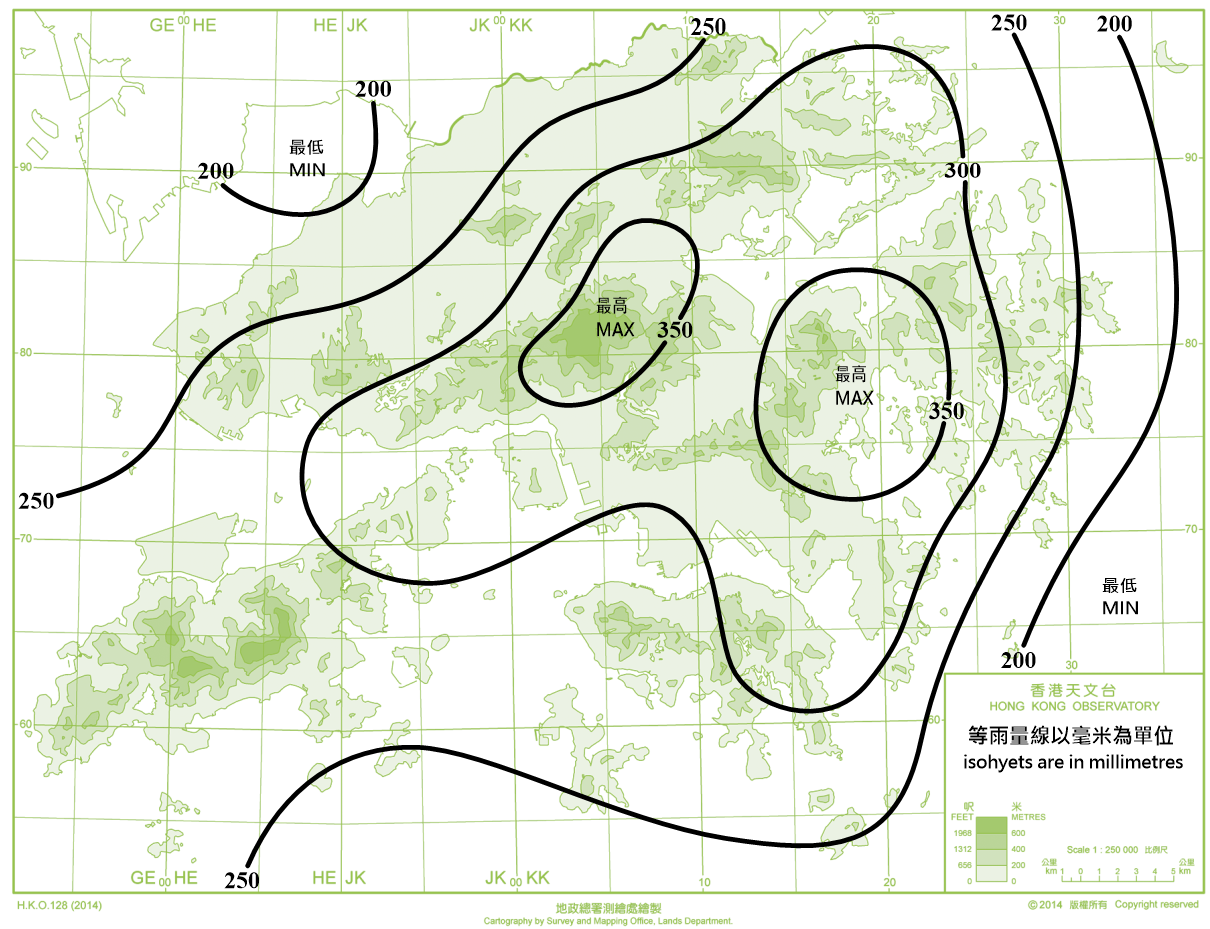 Distribution Map of Mean May Rainfall in Hong Kong (1991-2020)