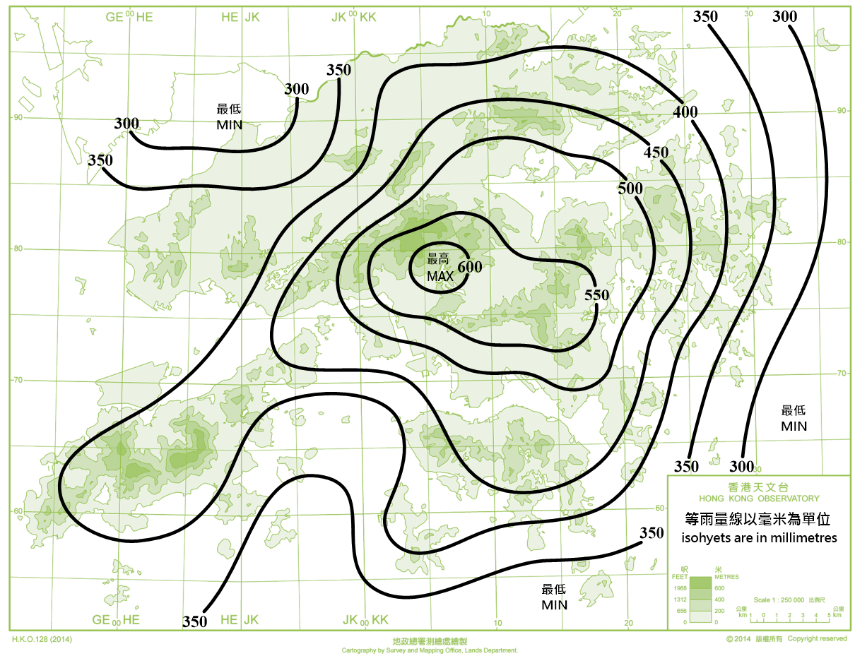 Distribution Map of Mean June Rainfall in Hong Kong (1991-2020)