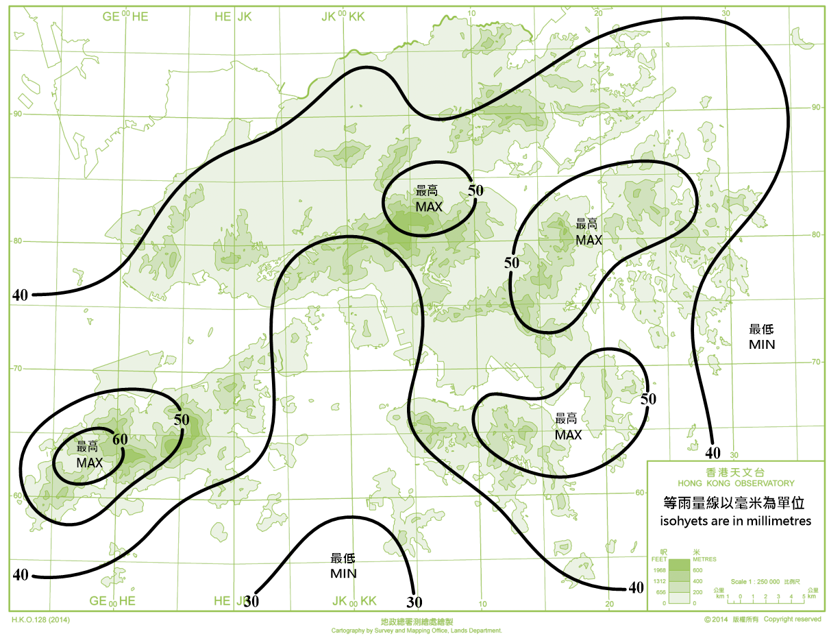 Distribution Map of Mean November Rainfall in Hong Kong (1991-2020)