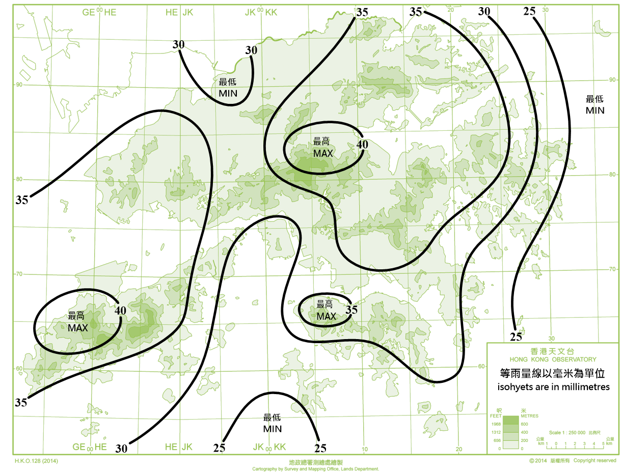 Distribution Map of Mean December Rainfall in Hong Kong (1991-2020)