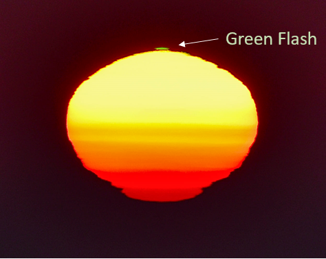 The moment of “Green Flash” during sunrise