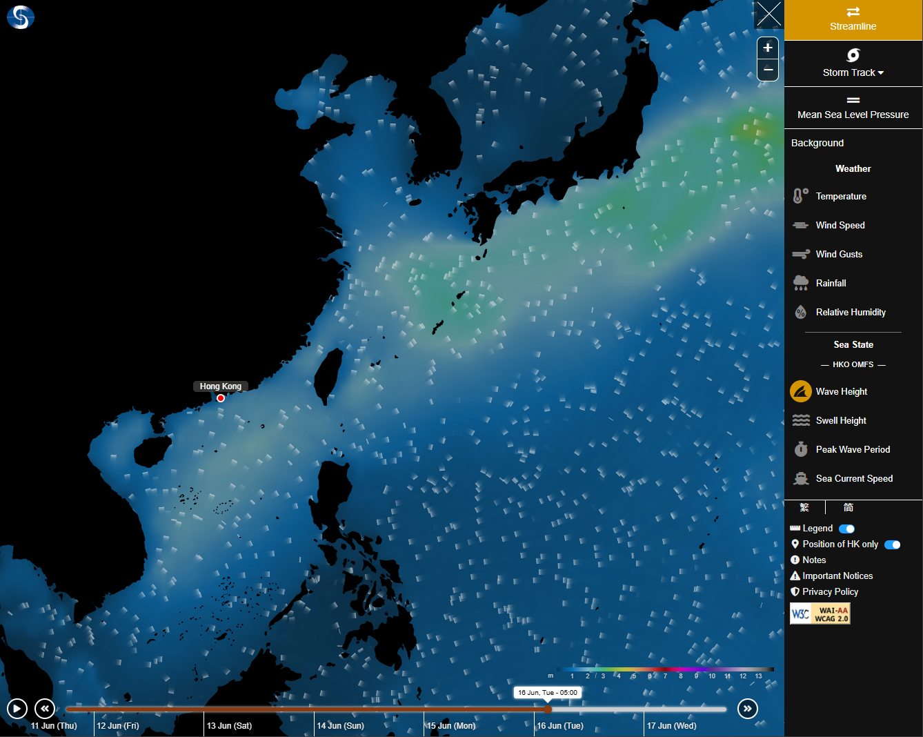 Wave forecast on “Earth Weather” webpage.