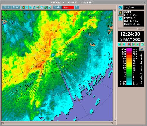 Radar images captured on 9 May 2005