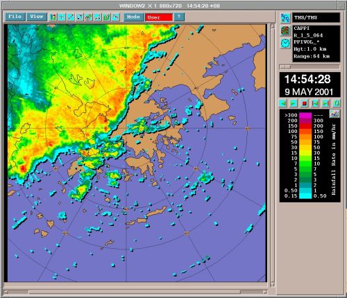 Radar images captured on 9 May 2001