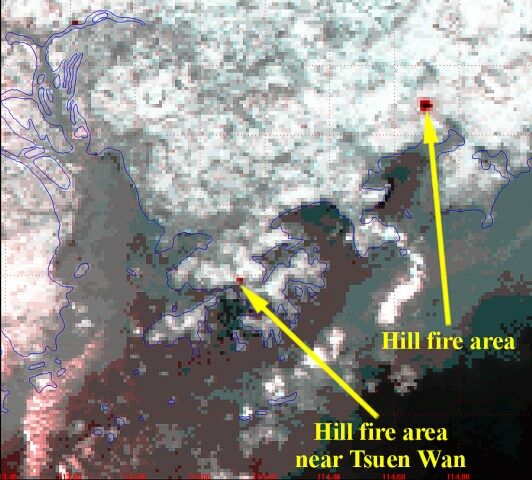 Fig.5 Satellite image captured by NOAA-15 at 7:30 p.m. (Hong Kong time) on 27 November 2001. 