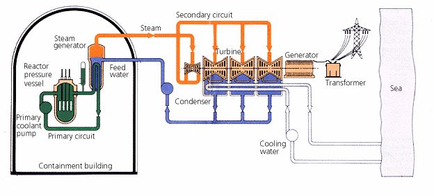 Nuclear power station using pressurized water reactor