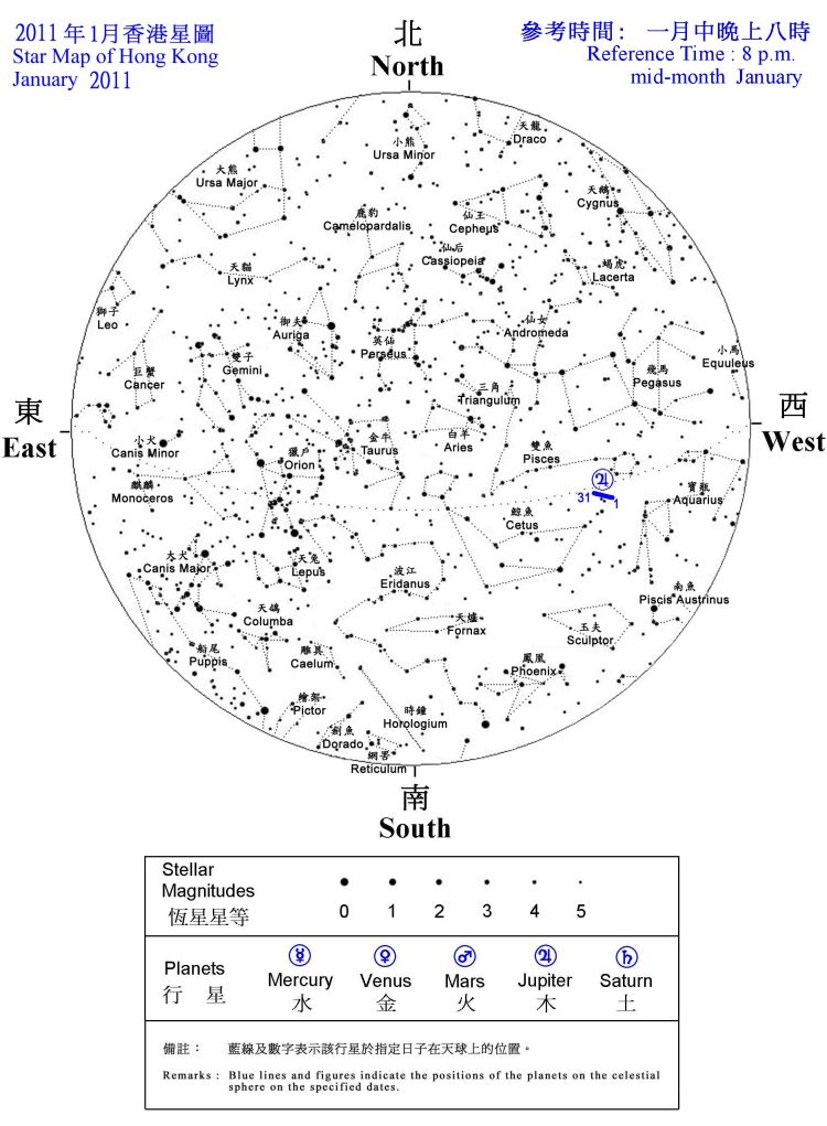 The star map during January 2011
