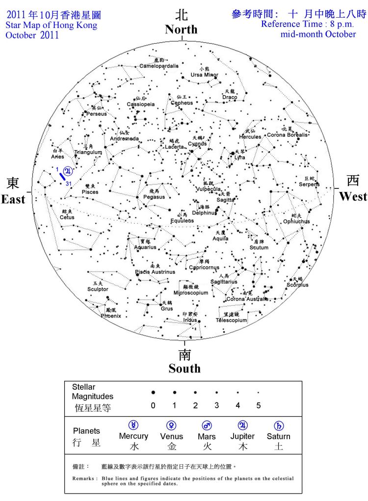 The star map during October 2011