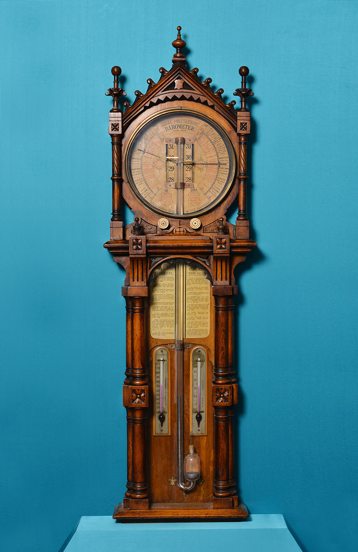 Carved oak FitzRoy barometer