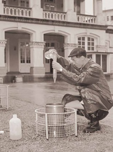 Rainfall measurement being manually performed