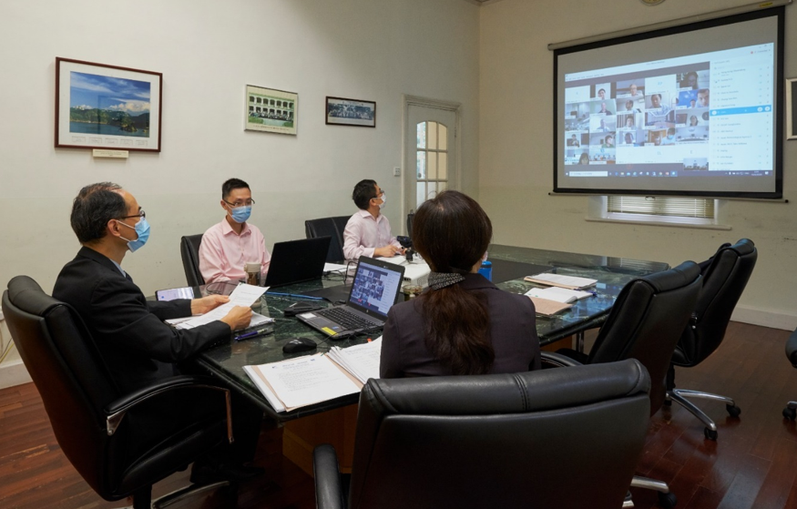 Dr. Cheng Cho-ming (left), the Director of the Hong Kong Observatory, presided at the second video conference meeting for the 52nd Session of the Typhoon Committee on 10 June 2020