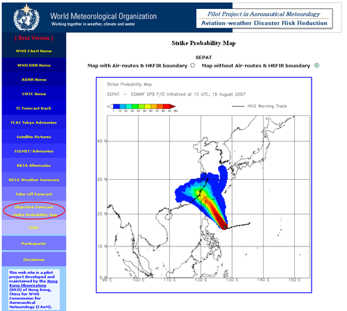 An Aviation-weather Disaster Risk Reduction (ADRR) product developed by HKO