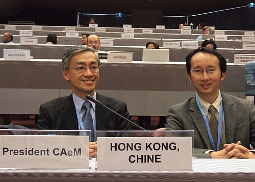Messrs Shun (left) and Lee representing Hong Kong, China at the World Meteorological Congress.