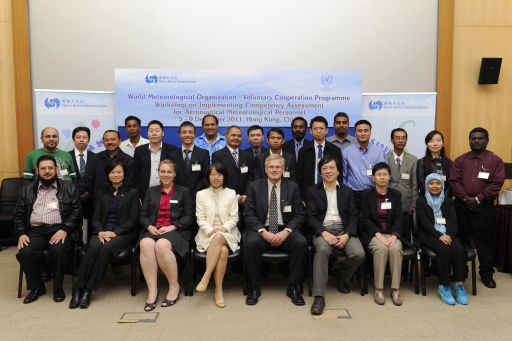 Participants of the Workshop on 'Implementing Competency Assessment for Aeronautical Meteorological Standards' taking a group photo at the Hong Kong Observatory