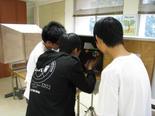 Students tested the anemometer they designed and assembled using the Observatory's wind tunnel