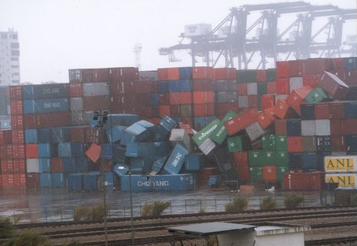 Containers blown down
