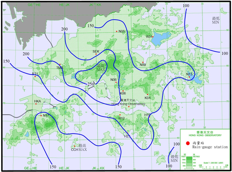 Rainfall distribution on 9 – 12 July 2025 (isohyets are in millimetres).