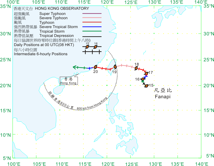 Track of Fanapi (1011) on 15 - 21 September 2010