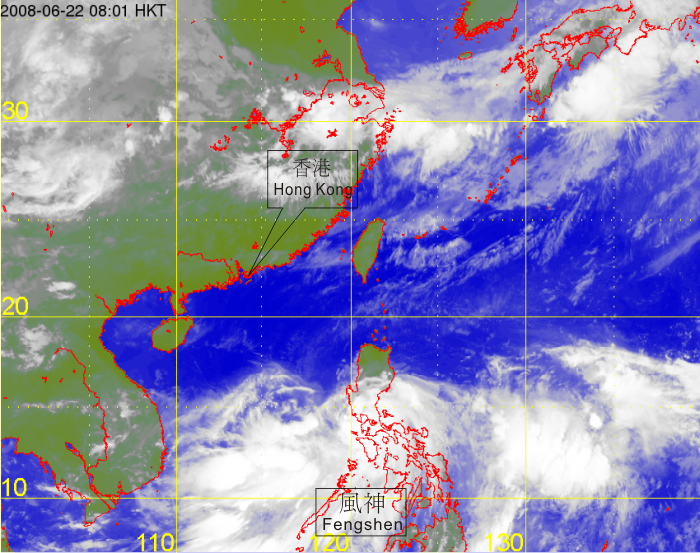 Satellite infra-red imageries of Fengshen