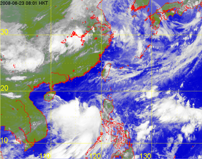 Satellite infra-red imageries of Fengshen