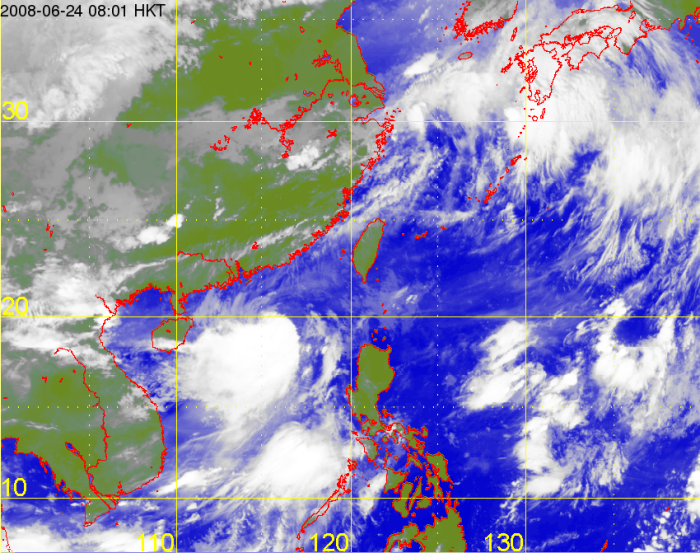 Satellite infra-red imageries of Fengshen