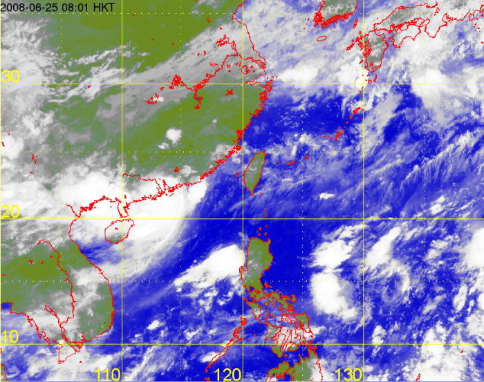 Satellite infra-red imageries of Fengshen