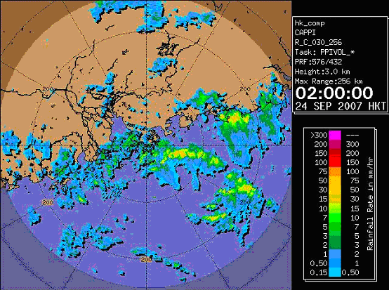 Radar echoes of the outer rainbands of Francisco