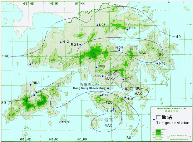 Rainfall distribution map