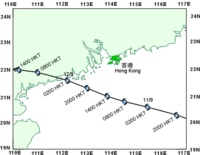  Track of Hagupit near Hong Kong