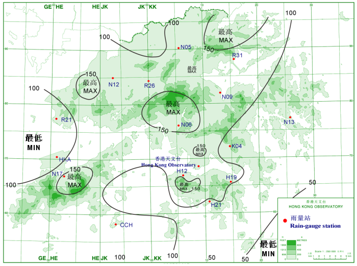 Rainfall distribution map