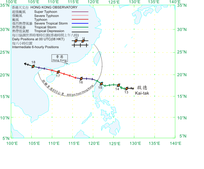 Track of Kai-tak (1213) for 12 - 18 August 2012