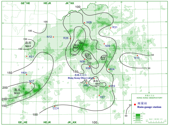 Rainfall distribution map
