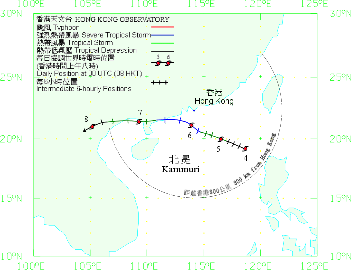 Track of Kammuri (0809) on 4 - 8 August 2008
