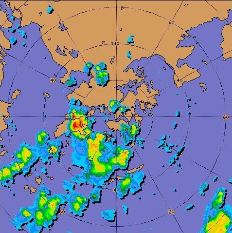 Radar echoes captured at 5.18 a.m. on 21 June 2009